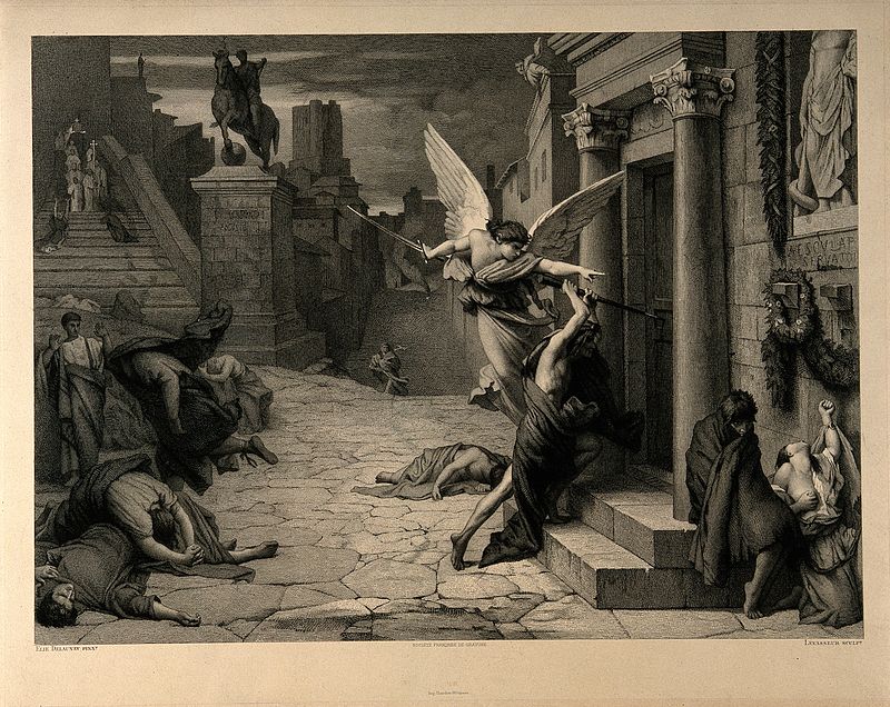 The_angel_of_death_striking_a_door_during_the_plague_of_Rome_Wellcome_V0010664